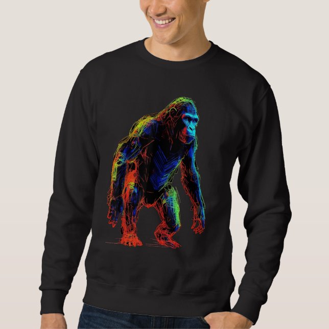 Sweatshirt Gorilla Colourful Artwork  Animal Art Monkey Zoo G (Devant)