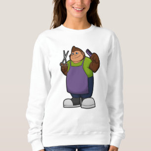 Sweatshirt Gorilla comme coiffeur avec ciseaux et peigne