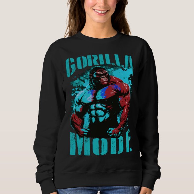 Sweatshirt Gorilla Mode Motivation Quote Beast Muscles Gym Wo (Devant)