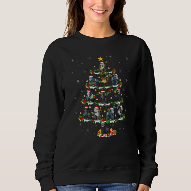 Sweatshirt Gorilla  Xmas Lights Gorilla Christmas Tree (Devant)