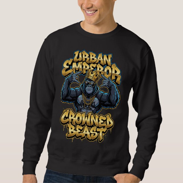 Sweatshirt Gorille de Graffiti Urbain Couronné Art Mural de B (Devant)