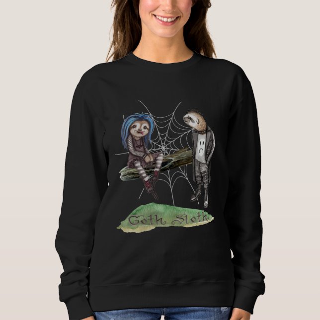 Sweatshirt Goth Sloth Couple Watercolor Mysterious Gothic Dar (Devant)