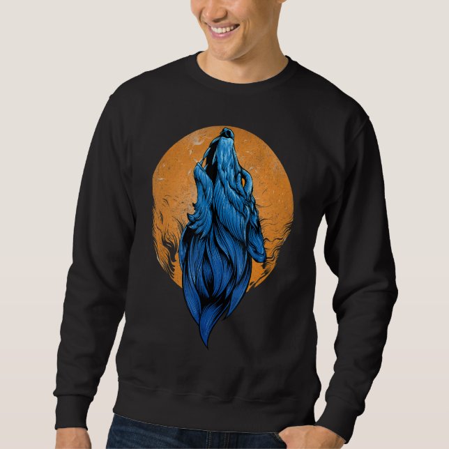 Sweatshirt Goth Wolve hurle à la lune Halloween gothique Wo (Devant)