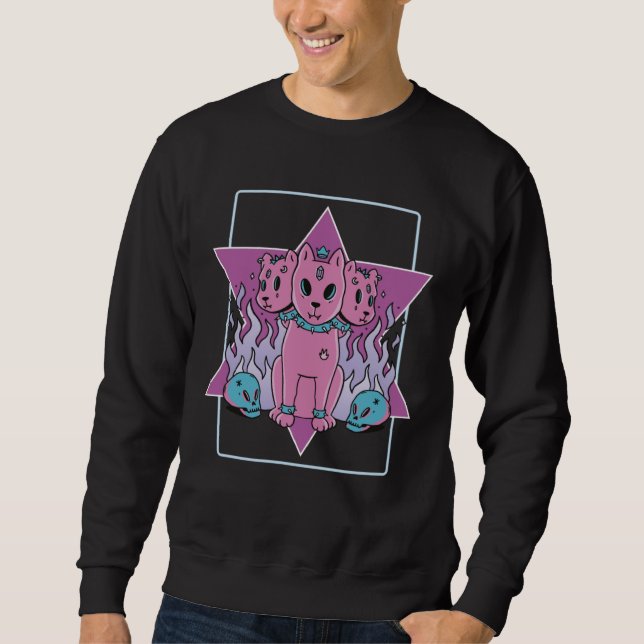 Sweatshirt Gothic 3 Heads Cats (Devant)