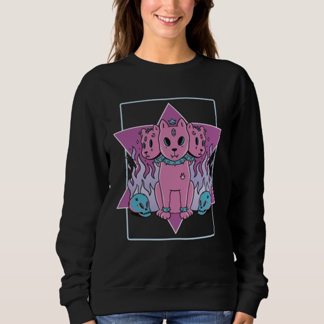 Sweatshirt Gothic 3 Heads Cats (Devant)