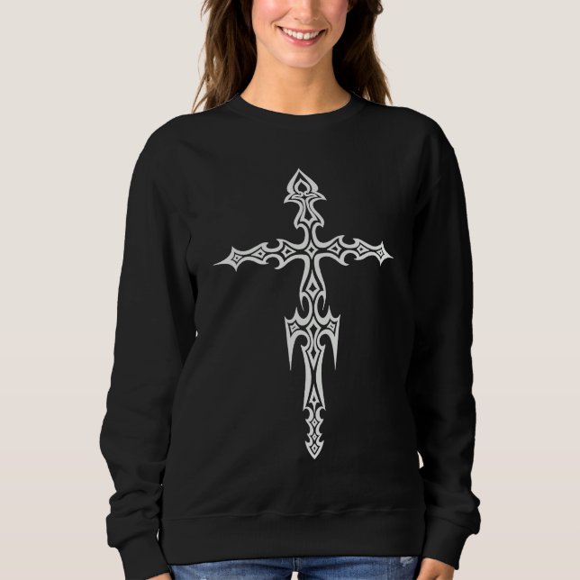 Sweatshirt Gothic Alt Cross Mall Y2K Trad Goth Punk E girl Gr (Devant)