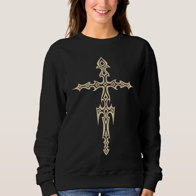 Sweatshirt Gothic Alt Cross Y2K Mall Trad Goth Punk E girl Gr (Devant)