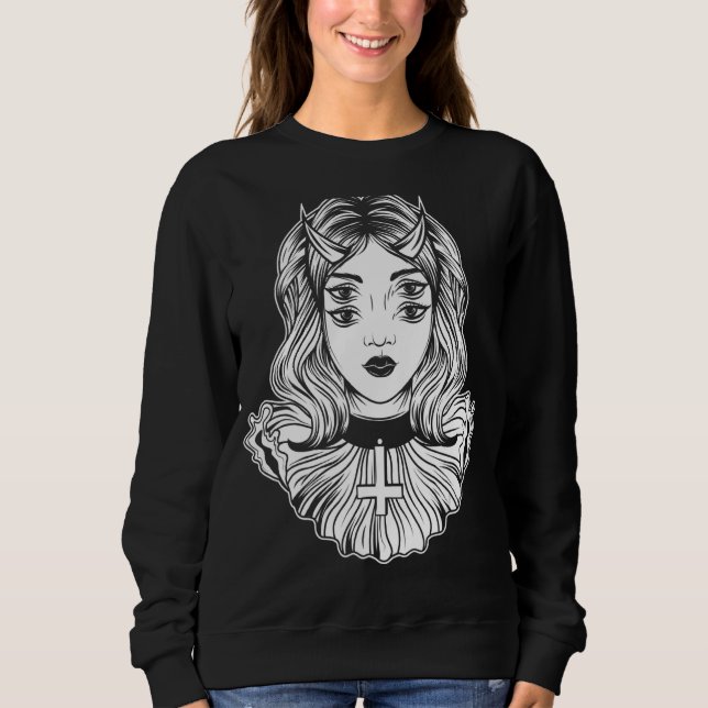 Sweatshirt Gothic Devil Girl Satanic Goth Occult Occultism Ha (Devant)