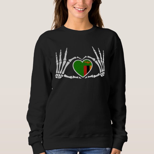 Sweatshirt Gothic Goth Skeleton Zambia Zambian Halloween Cost (Devant)