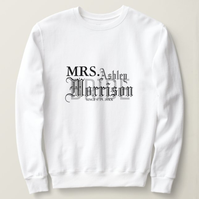 Sweatshirt Gothic Mme Newlysée Mariage de mariée (Design devant)