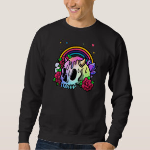 Sweatshirt Gothique Gothique Style Rainbow Skull Hornes Gothi