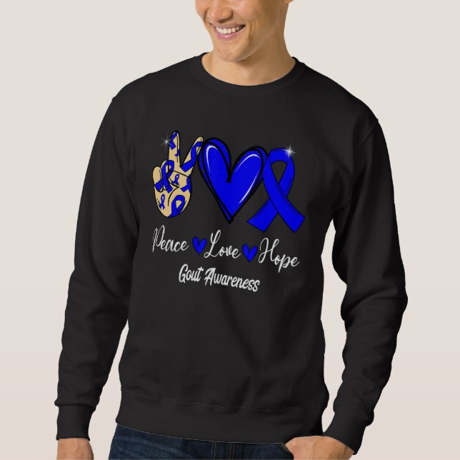 Sweatshirt Gout Awareness Peace Love Hope Blue Ribbon (Devant)