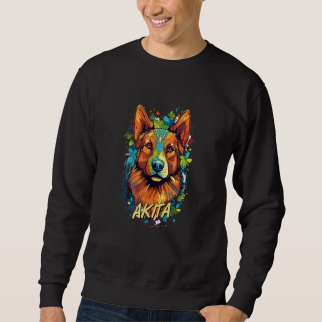 Sweatshirt Graffiti Akita Mural Street Inspired for Pet Owner (Devant)