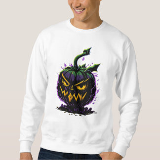 Sweatshirt Graffiti Citrouille en colère | Violet foncé et ve