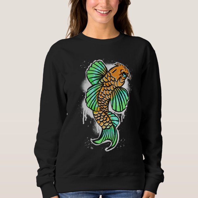 Sweatshirt Graffiti cool Style japonais Koi Poisson pour tous (Devant)