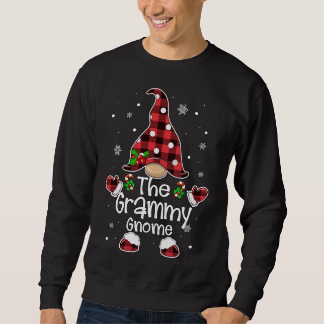 Sweatshirt Grammy Gnome Rouge Plaid Correspondant Famille Noë (Devant)