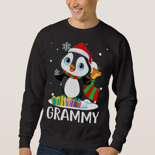 Sweatshirt Grammy Penguins Santa Hat Funny Noël Matching (Devant)