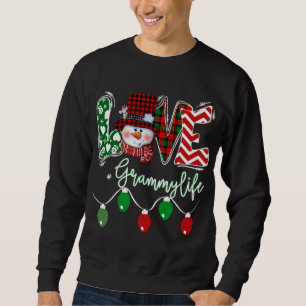Sweatshirt Grammy Snowman Aimer Grammy Life Noël Plai rouge
