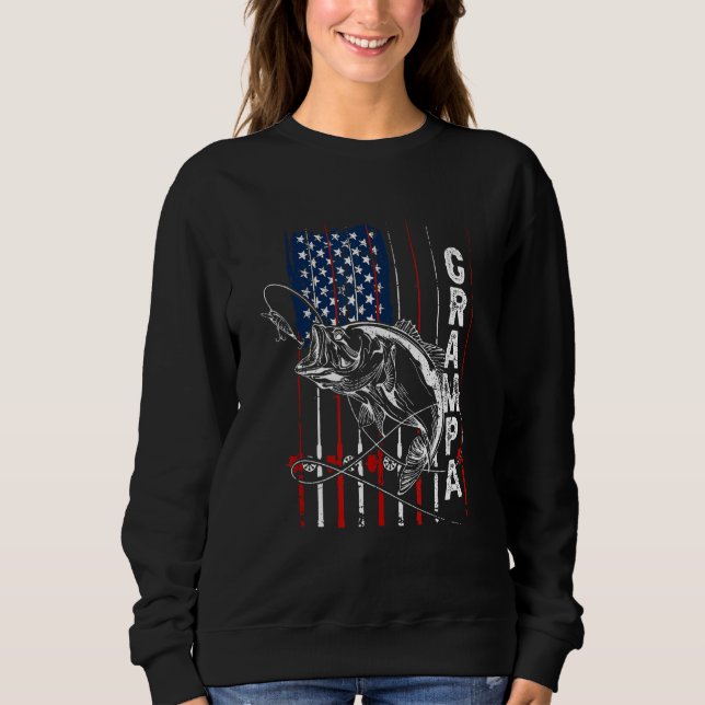 Sweatshirt Grampa Fishing American Flag Vintage (Devant)