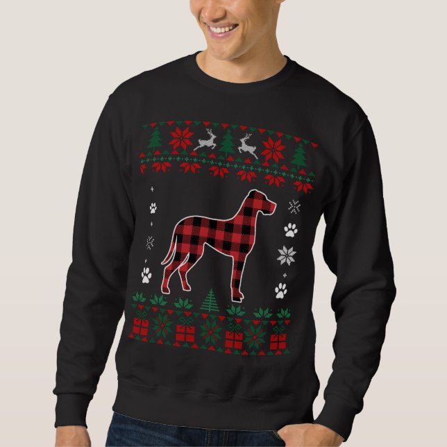 Sweatshirt Grand Amoureux des chiens Danse Pyjama Rouge Plaid (Devant)