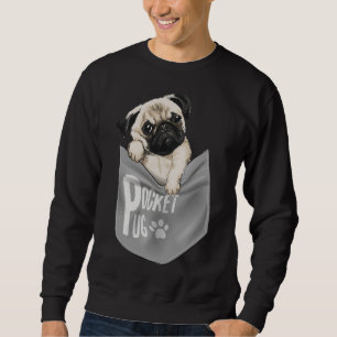 Sweatshirt grand carlin de poche chien mignon animal classiqu