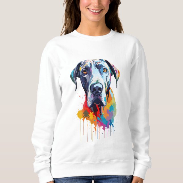 Sweatshirt Grand Danois vibrant et coloré (Devant)