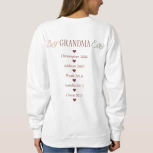 Sweatshirt Grand-Enfants Noms Années Meilleure Grand-Mère Jam