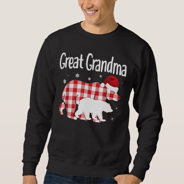 Sweatshirt Grand grand-mère rouge Plaid Bear Matching Famille (Devant)