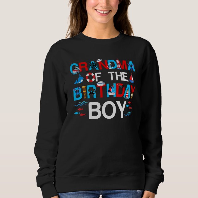 Sweatshirt Grand-mère de l'anniversaire garçon Nautique 1er a (Devant)