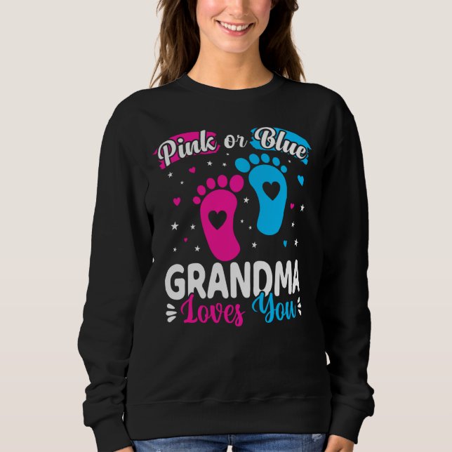 Sweatshirt Grand-Mère Rose Ou Bleu Vous Aime Bébé Genre Révél (Devant)
