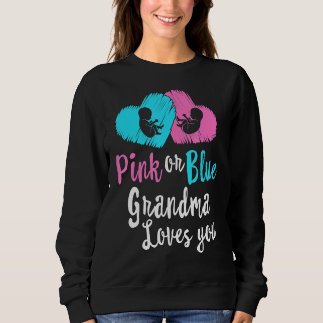 Sweatshirt Grand-Mère Rose Ou Bleu Vous Aime Genre Révéler Bé (Devant)