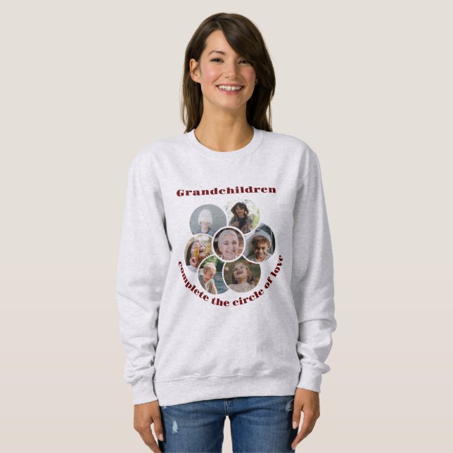 Sweatshirt Grand-mère sur mesure/enfants 7 Cercle Photo Colla (Devant entier)