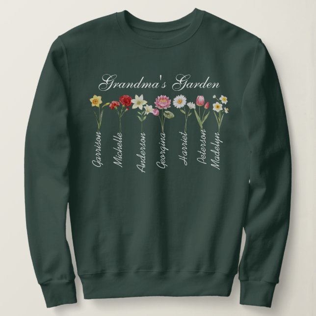 Sweatshirt Grand-mère's Garden Birthflower Custom Grand-kids  (Design devant)