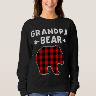 Sweatshirt Grand-père Ours Rouge Noir Plaid Ours Promo de Noë
