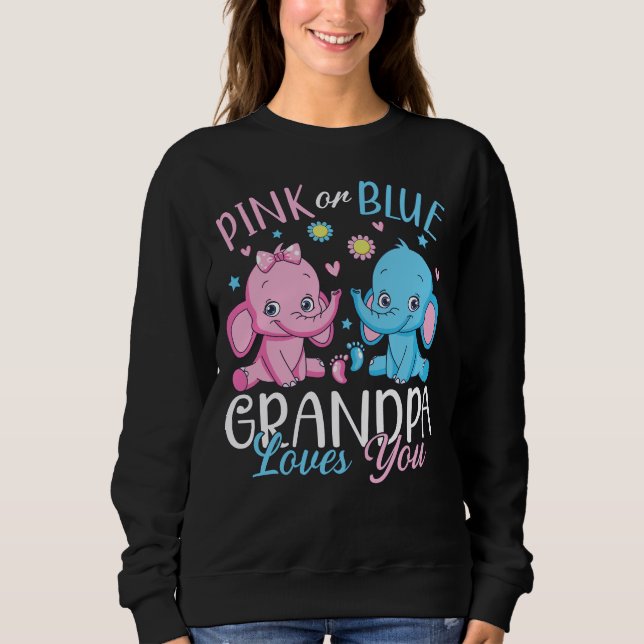 Sweatshirt Grand-Père Rose Ou Bleu Vous Aime Elephant Bébé WM (Devant)