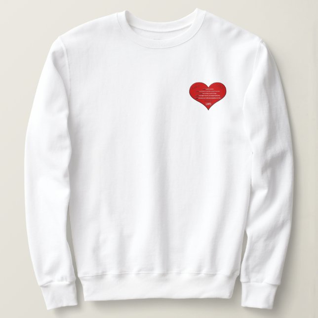 Sweatshirt Grand Poème d'amour du coeur rouge (Design devant)
