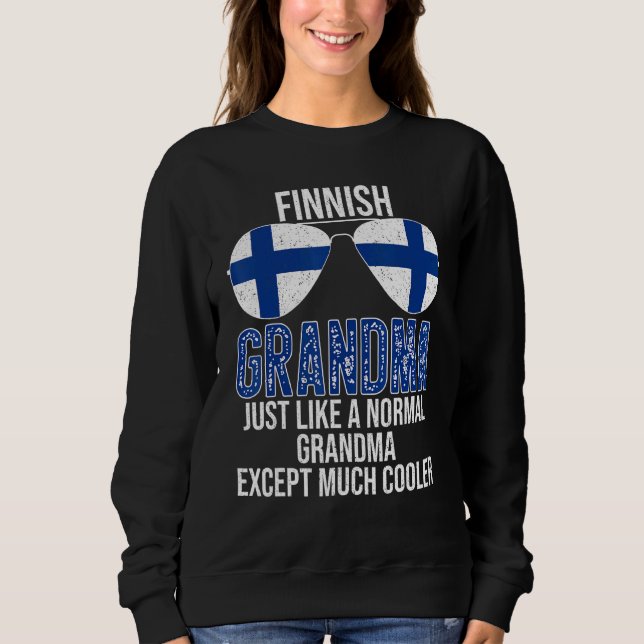 Sweatshirt Grandma finlandaise Finlande Drapeau Lunettes de s (Devant)
