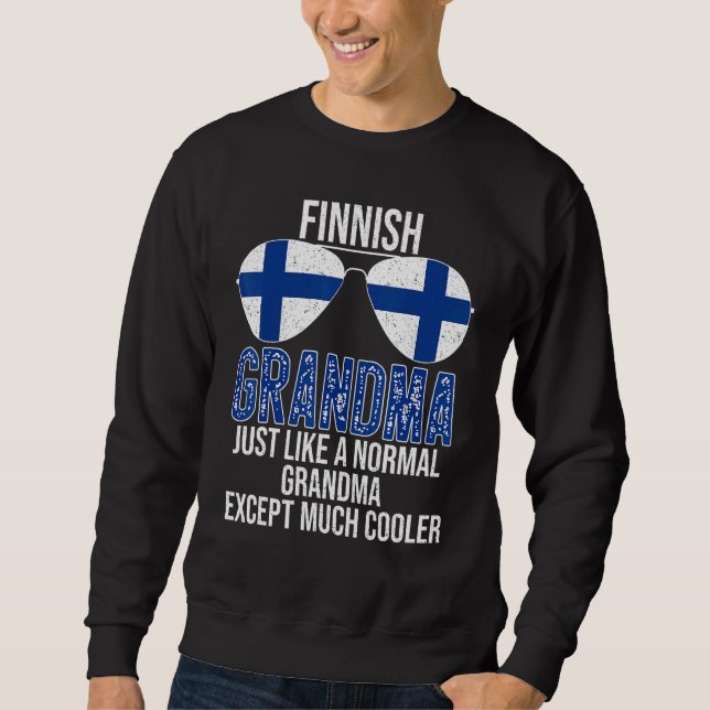 Sweatshirt Grandma finlandaise Finlande Drapeau Lunettes de s (Devant)