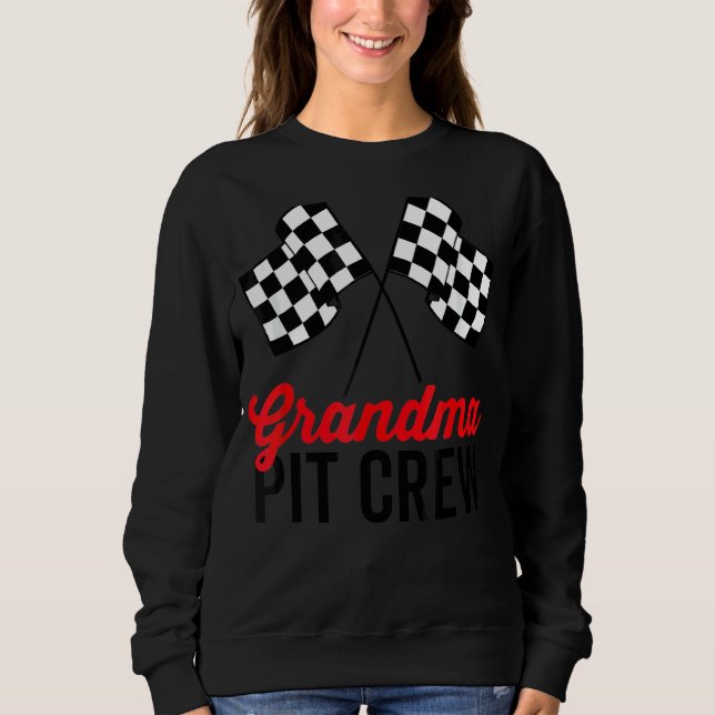 Sweatshirt Grandma Pit Crew accueille la course automobile An (Devant)