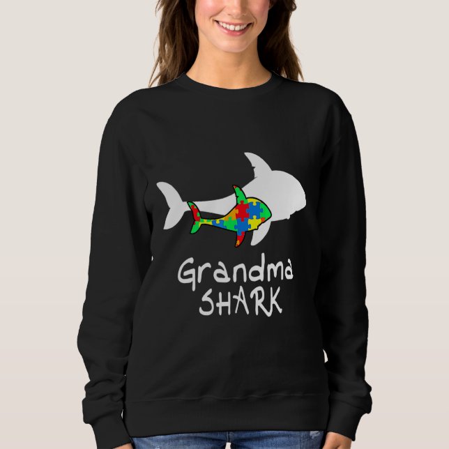 Sweatshirt Grandma Shark Puzzle Piece Cool Sensibilisation su (Devant)