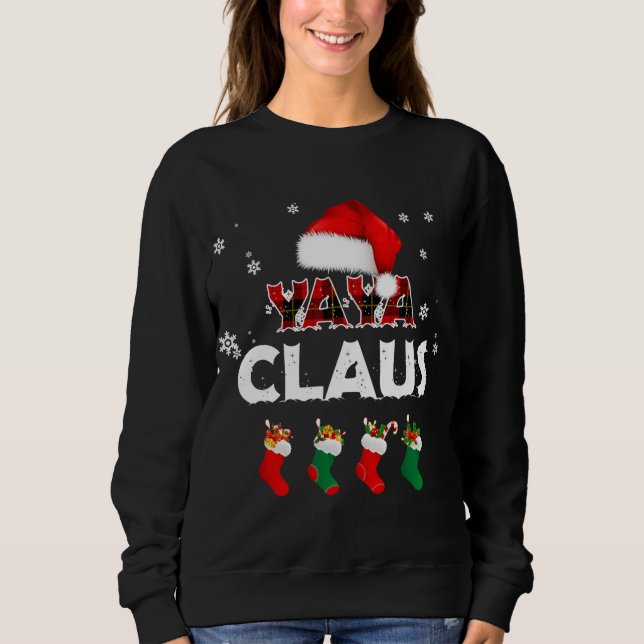 Sweatshirt Grandma Yaya Claus Santa Hat Funny Christmas Pajam (Devant)