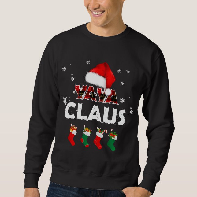 Sweatshirt Grandma Yaya Claus Santa Hat Funny Christmas Pajam (Devant)