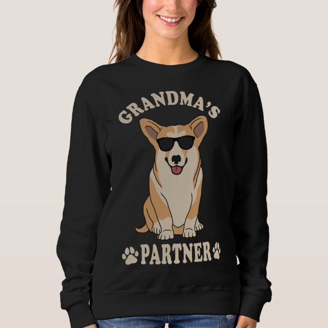 Sweatshirt Grandmas Partenaire Corgi Chien Thème 355 (Devant)