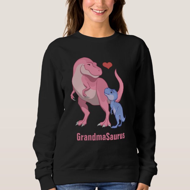 Sweatshirt GrandmaSaurus rose T-Rex & Bébé bleu garçon Dinosa (Devant)