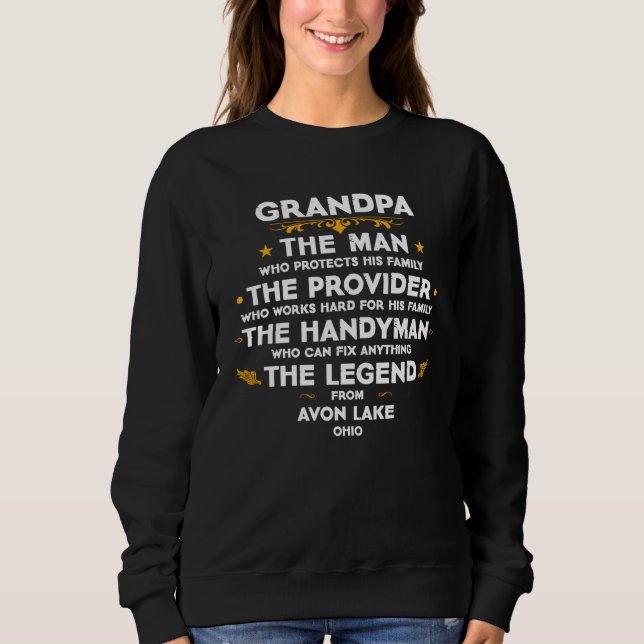 Sweatshirt Grandpa family Quote USA City Avon Lake Ohio (Devant)