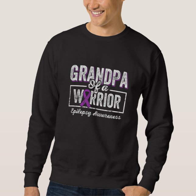 Sweatshirt GrandPa of a Warrior Epilepsy GrandPa Purple Ribbo (Devant)