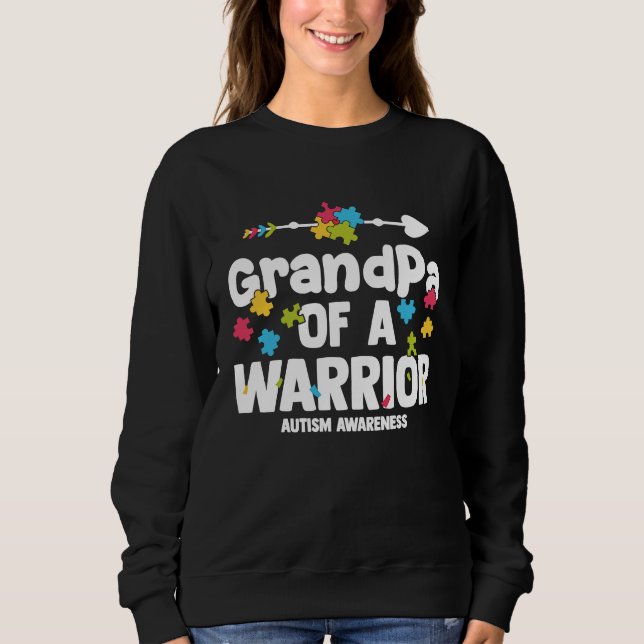 Sweatshirt GrandPa of a Warriors Autism Family Puzzle Awarene (Devant)