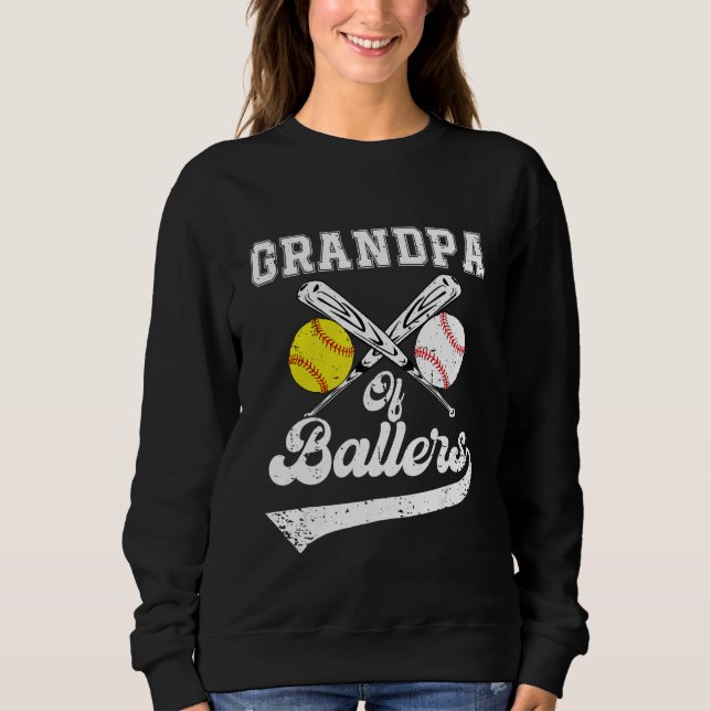 Sweatshirt Grandpa Of Ballers Softball Baseball Player Father (Devant)