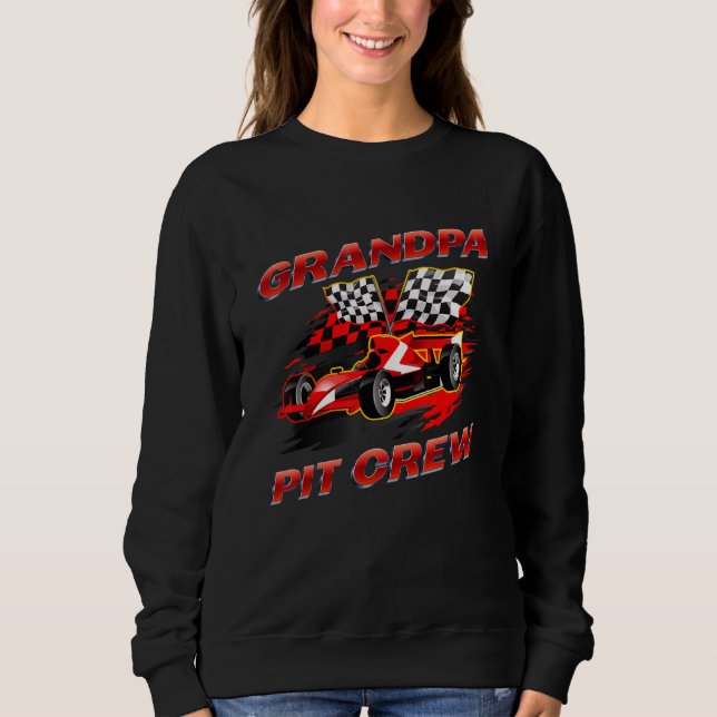 Sweatshirt Grandpa Pit Crew Course Voiture Anniversaire Fête  (Devant)