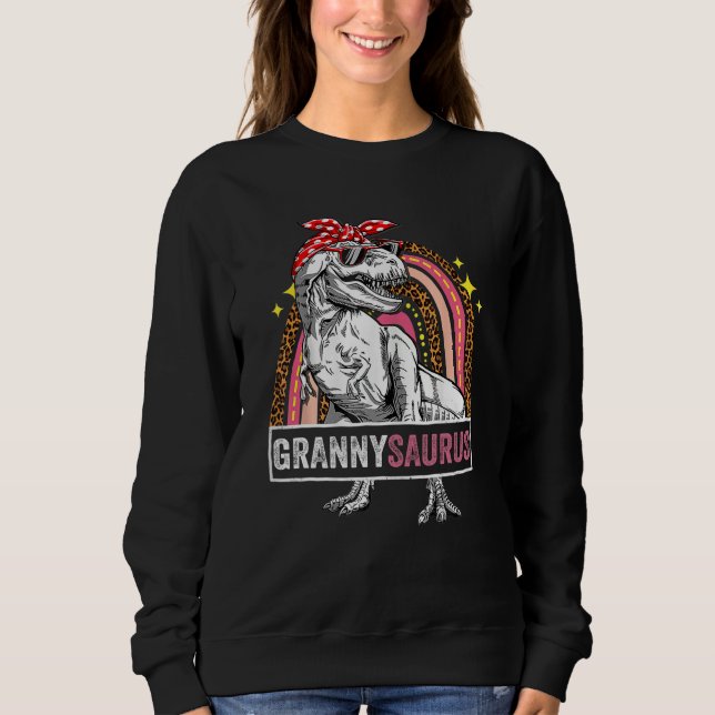 Sweatshirt Grannysaurus Rex Dinosaur Leopard Rainbow Saurus (Devant)